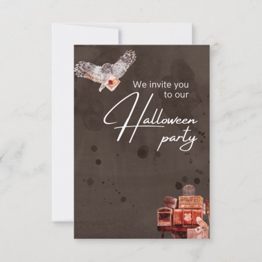 Elegant Florals and Skull Halloween Party Kaart (Voorkant)