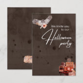 Elegant Florals and Skull Halloween Party Kaart (Voorkant / Achterkant)