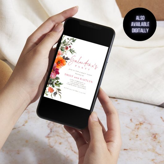 Elegant Florals Galentines Party Kaart