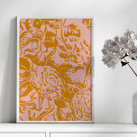 Elegant  Florals in Blush en Gold Poster<br><div class="desc">Een mooi botanisch  ontwerp met een elegante florale illustratie in blozen en goud.</div>