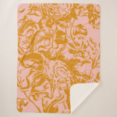 Elegant  Florals in Blush en Gold Sherpa Deken (Voorkant)