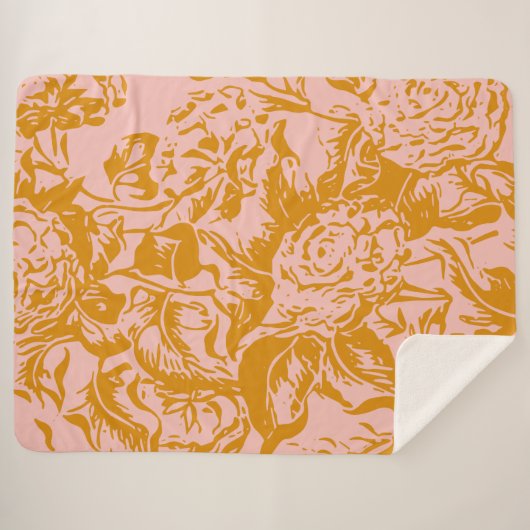 Elegant  Florals in Blush en Gold Sherpa Deken (Voorkant (horizontaal))