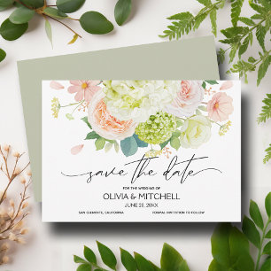 Elegant Florals op Sage Wedding Save The Date