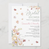 Elegant Florals Wildbloemen Roze Vrijgezellenfeest Kaart (Voorkant)