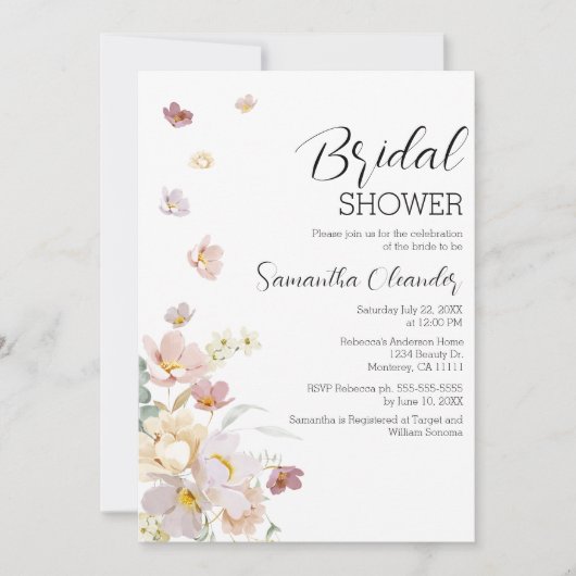 Elegant Florals Wildbloemen Vrijgezellenfeest Kaart (Voorkant)