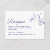 Elegant florchideeën moderne periwinkle receptie informatiekaartje (Voorkant)