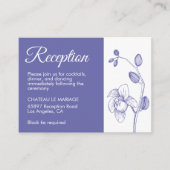 Elegant florchideeën moderne periwinkle receptie informatiekaartje (Voorkant)