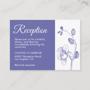Elegant florchideeën moderne periwinkle receptie informatiekaartje
