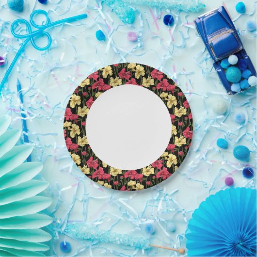 Elegant floreel patroon 2 papieren bordje (Feest)