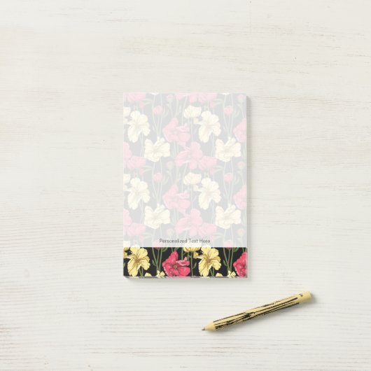 Elegant floreel patroon 2 post-it® notes (Op bureau)