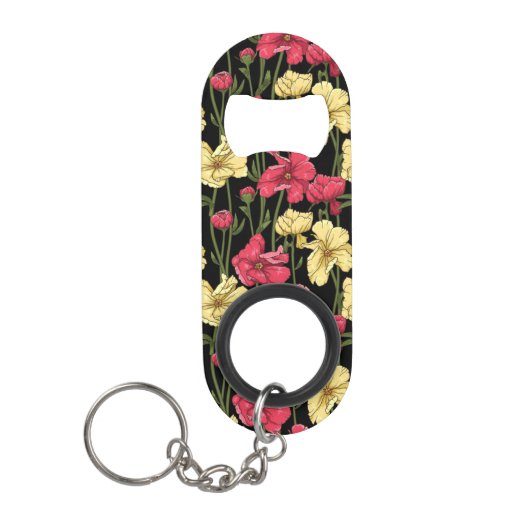 Elegant floreel patroon 2 sleutelhanger flessenopener (Voorkant)
