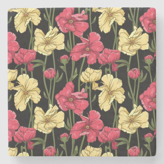 Elegant floreel patroon 2 stenen onderzetter (Voorkant)