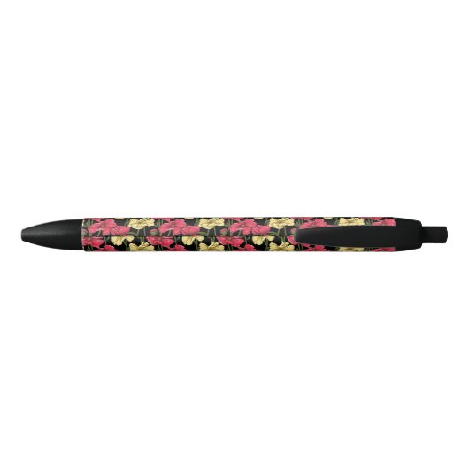 Elegant floreel patroon 2 zwarte inkt pen (Achterkant)