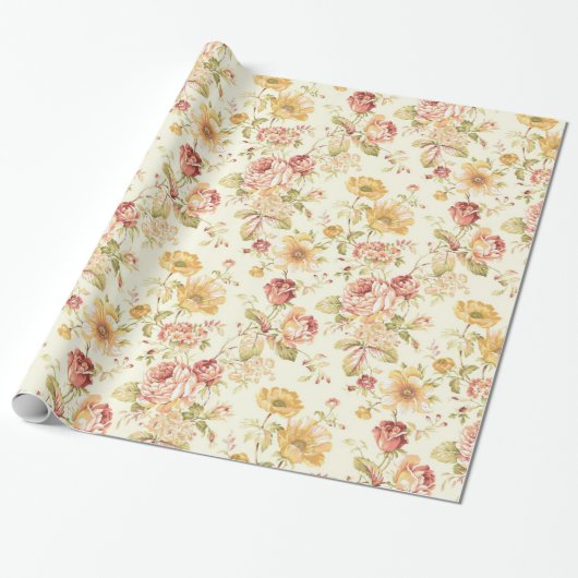 Elegant floreel patroon cadeaupapier (Uitgerold)
