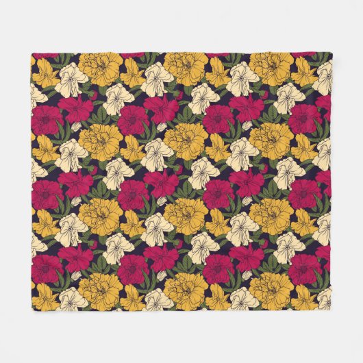 Elegant floreel patroon fleece deken (Voorkant (Horizontaal))