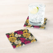 Elegant floreel patroon glazen onderzetter (Schuin)