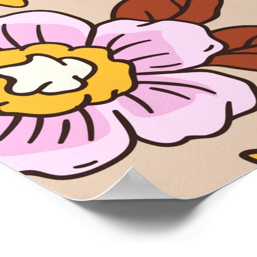 Elegant floreel patroon in kleine handtekenbloemen poster (Hoek)