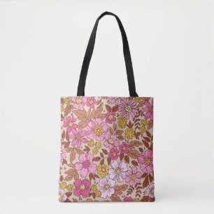 Elegant floreel patroon in kleine handtekenbloemen tote bag