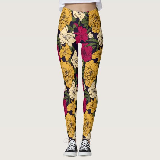 Elegant floreel patroon leggings (Voorkant)