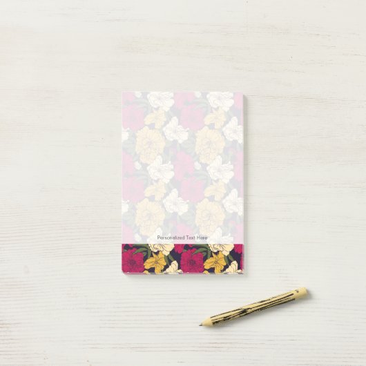 Elegant floreel patroon post-it® notes (Op bureau)