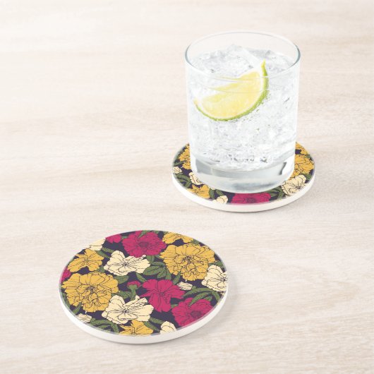 Elegant floreel patroon zandsteen onderzetter (Zijkant)