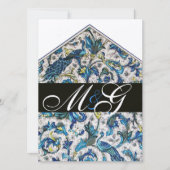 ELEGANT FLORENTIJNS BLOEMEN MONOGRAM IN BLUW GOUDE KAART (Voorkant)