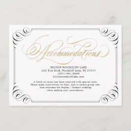 Elegant florerende kalligrafiesaccommodatie informatiekaartje