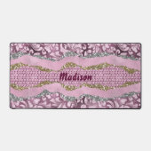 Elegant floreus Paars roze goudmonogram Bureaumat (Voorkant)