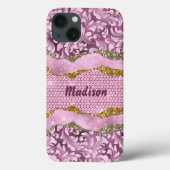 Elegant floreus Paars roze goudmonogram Case-Mate iPhone Case (Achterkant)