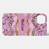 Elegant floreus Paars roze goudmonogram Case-Mate iPhone Case (Achterkant (horizontaal))