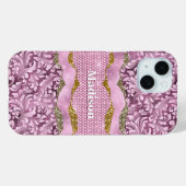 Elegant floreus Paars roze goudmonogram Case-Mate iPhone Case (Achterkant (horizontaal))
