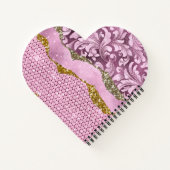 Elegant floreus Paars roze goudmonogram Notitieboek (Achterkant)