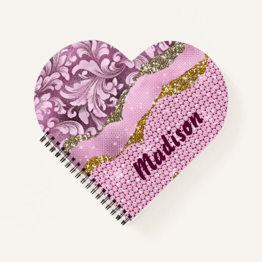 Elegant floreus Paars roze goudmonogram Notitieboek (Voorkant)