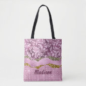 Elegant floreus Paars roze goudmonogram Tote Bag (Voorkant)