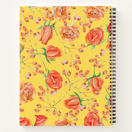 Elegant florgeel mooi  patroon notitieboek (Achterkant)