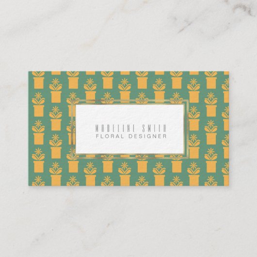 Elegant Florist  Green Floral Visitekaartje (Voorkant)