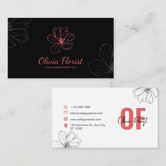 Elegant Florist Visitekaartje (Voorkant / Achterkant)