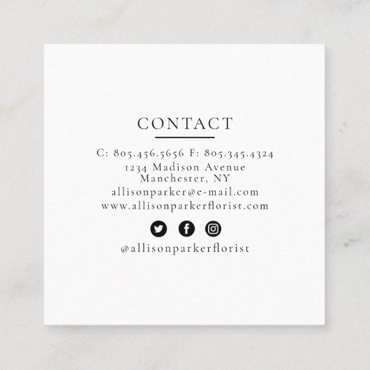 Elegant Florist Visitekaartje (Achterkant)