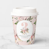 Elegant florroze verjaardag papieren bekers (Achterkant)