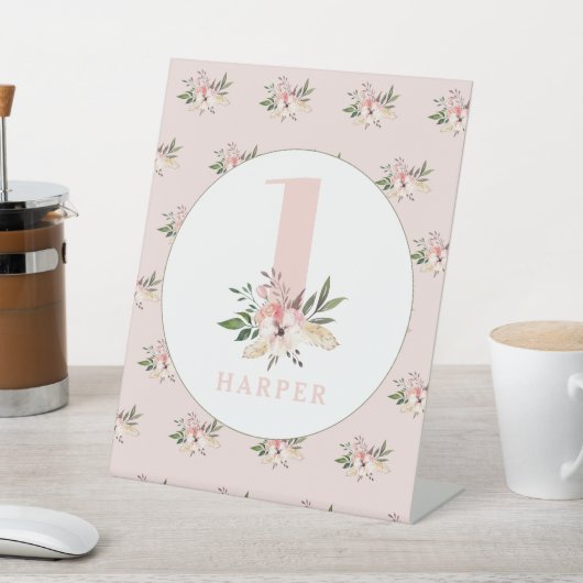 Elegant florroze verjaardag  reclamebord met voetstuk (Insitu)