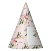 Elegant florroze verjaardagsfeest  feesthoedjes (Links)