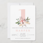 Elegant florroze verjaardagsfeest kaart (Voorkant)