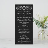 Elegant Flourish Black and White Wedding Programs Programmakaart (Staand voorkant)