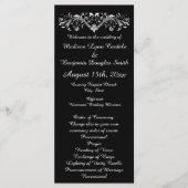 Elegant Flourish Black and White Wedding Programs Programmakaart (Voorkant)