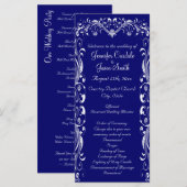 Elegant Flourish Blue Wedding Programs Sjablonen (Voorkant / Achterkant)