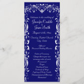 Elegant Flourish Blue Wedding Programs Sjablonen (Voorkant)