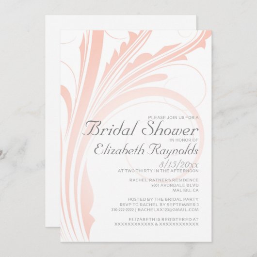 Elegant Flourish Bridal Shower Invitations Kaart (Voorkant / Achterkant)