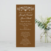Elegant Flourish Brown Fall Wedding Programs Programmakaart (Staand voorkant)