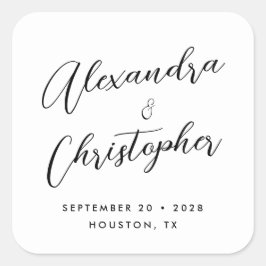 Elegant Flourish Calligraphy Names Wedding Favor Vierkante Sticker