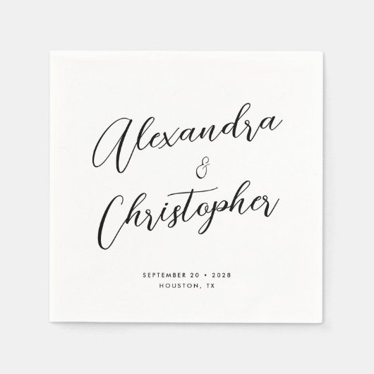 Elegant Flourish Calligraphy Names Wedding Servet (Voorkant)